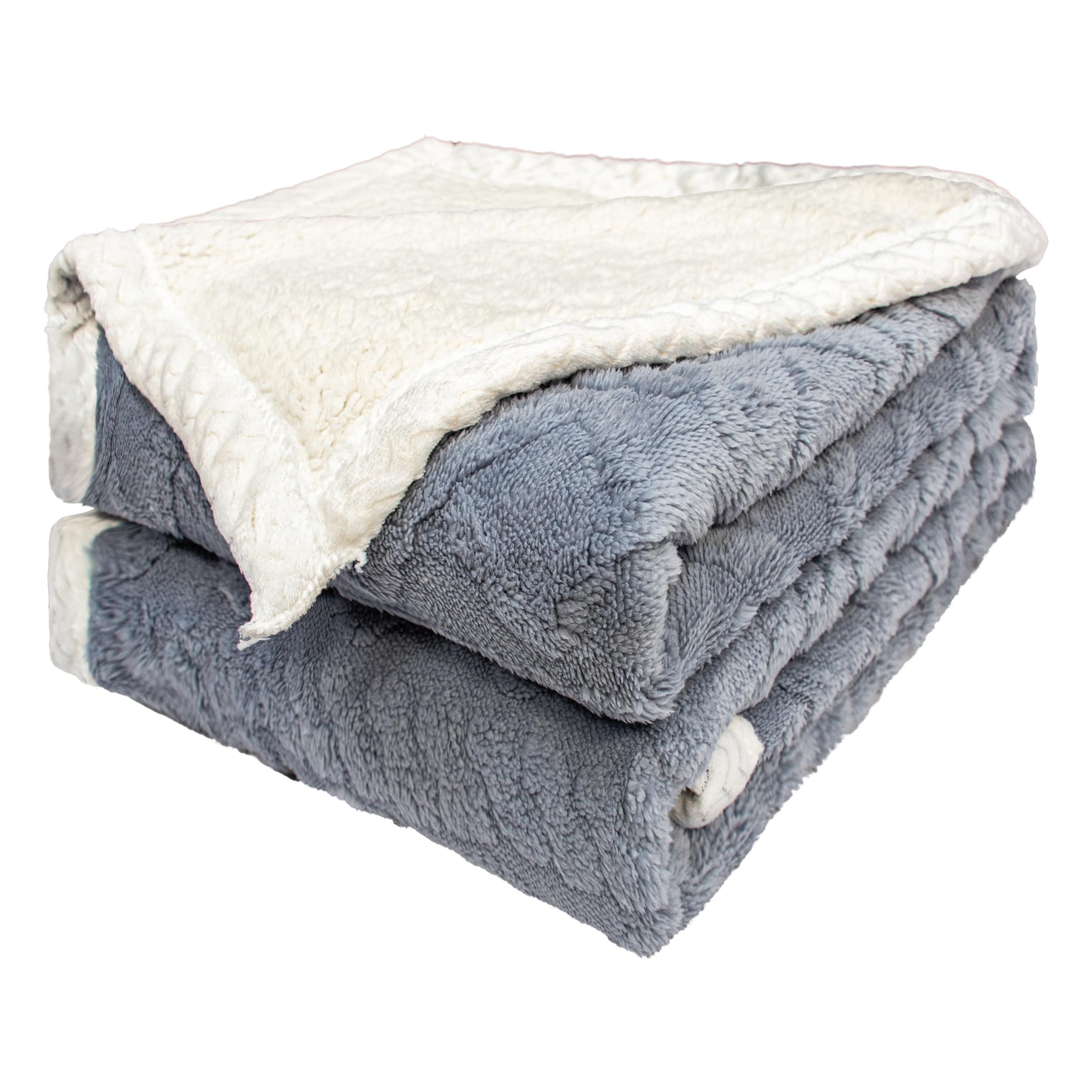 BESCH Manta Sofá Borreguillo Sherpa Invierno 150x210cm - Mantas Polar Doble Capa Extra Suave, Caliente y Gruesa (Azul)