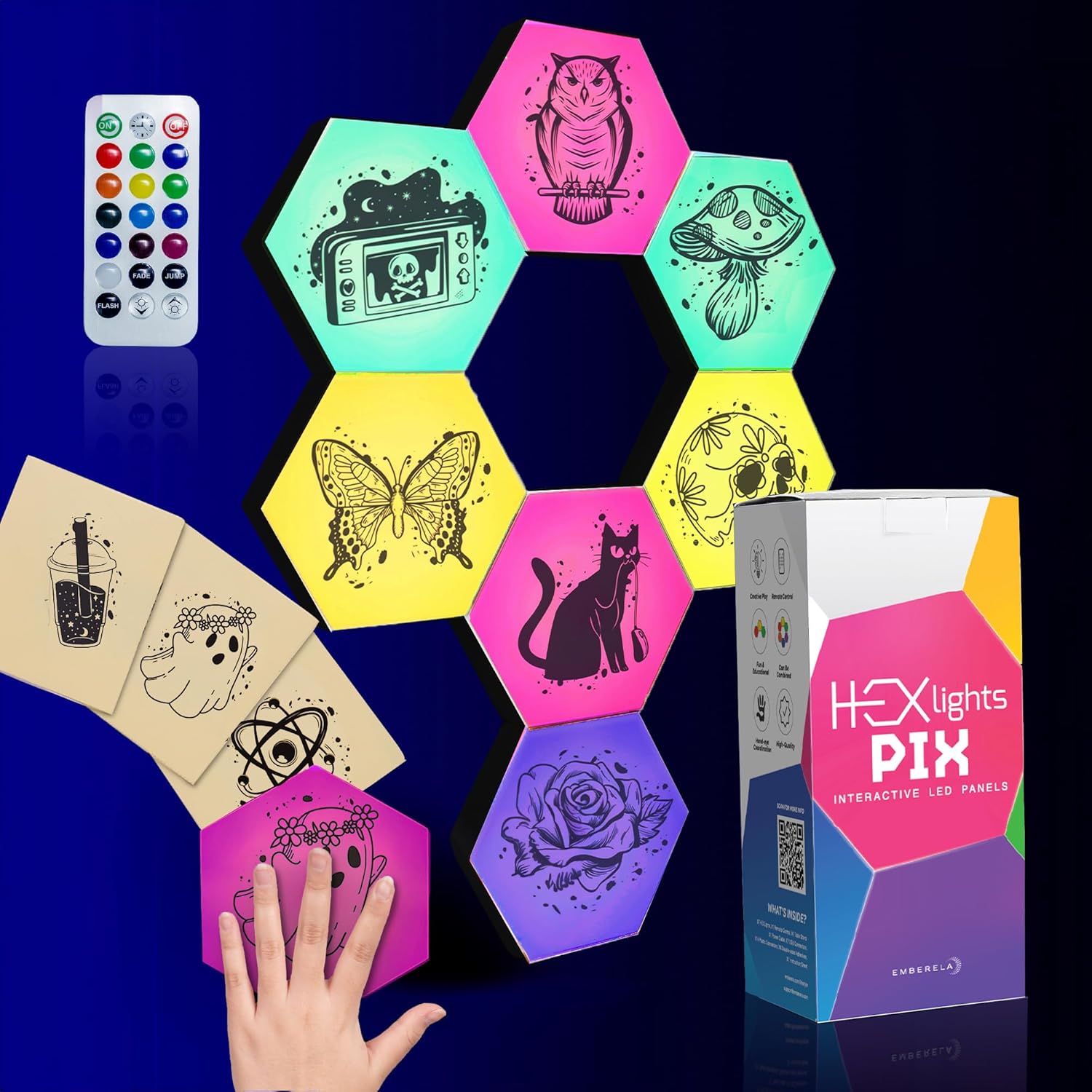 Emberela HEXlights Lot De 7 Panneaux Muraux RVB Maroc