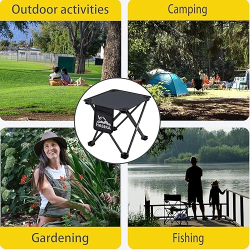 Miniatura 4 de HASIKA Taburete plegable reposapiés, paquete de 2 taburetes plegables portátiles otomanos para exteriores, 400 libras, soporte fuerte, taburete de