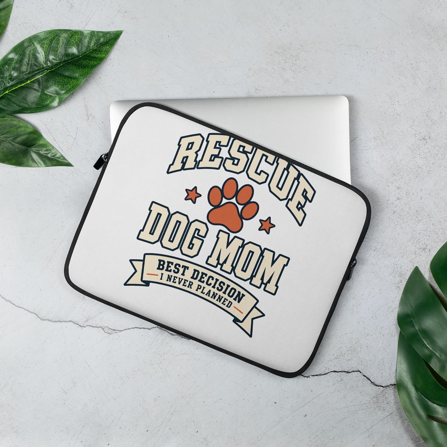 Rescue Dog Mom Best Unplanned Decision Retro Graphic Laptop Sleeve image 4