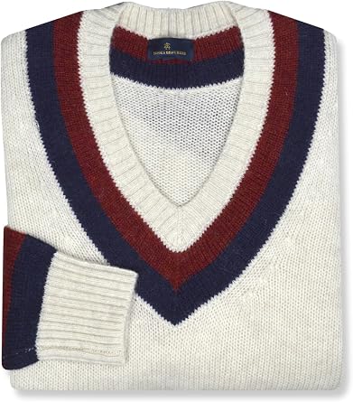 Brooks Brothers Mens Preppy Striped Wool V-Neck Sweatshirt Sweater,