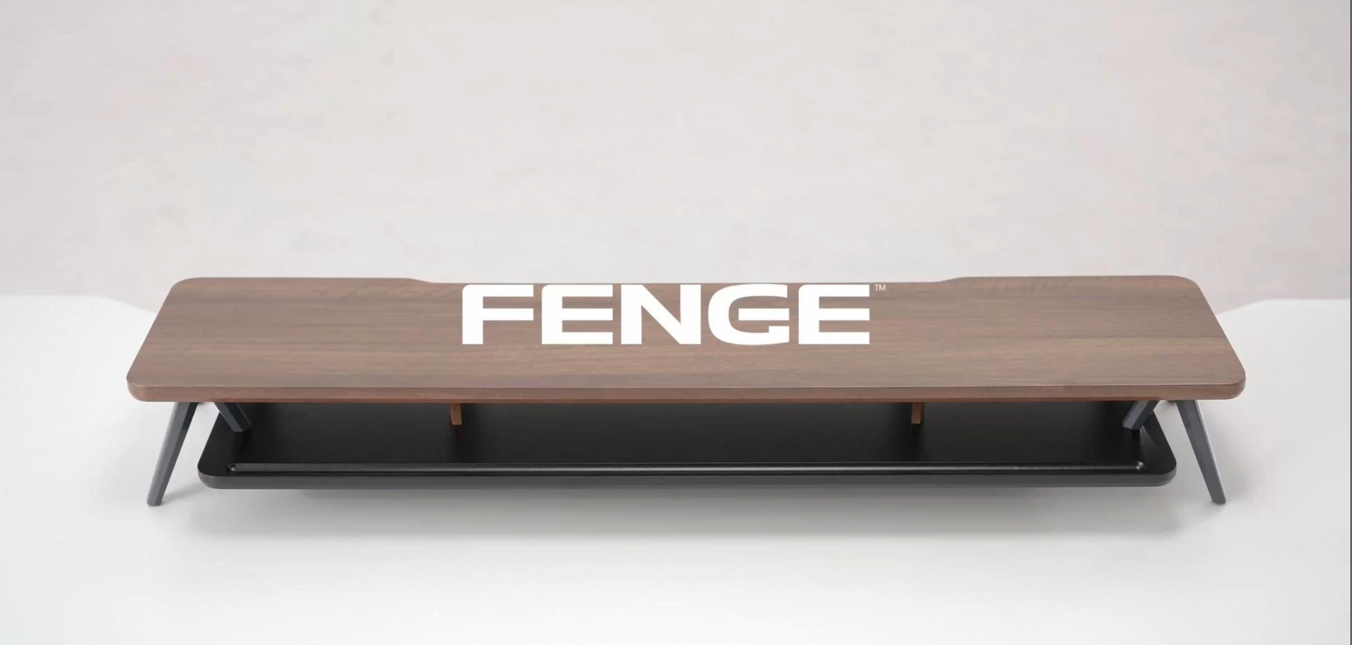 Fengeモニター台108cm2段木製天板アルミ脚でデスクをスッキリ整理