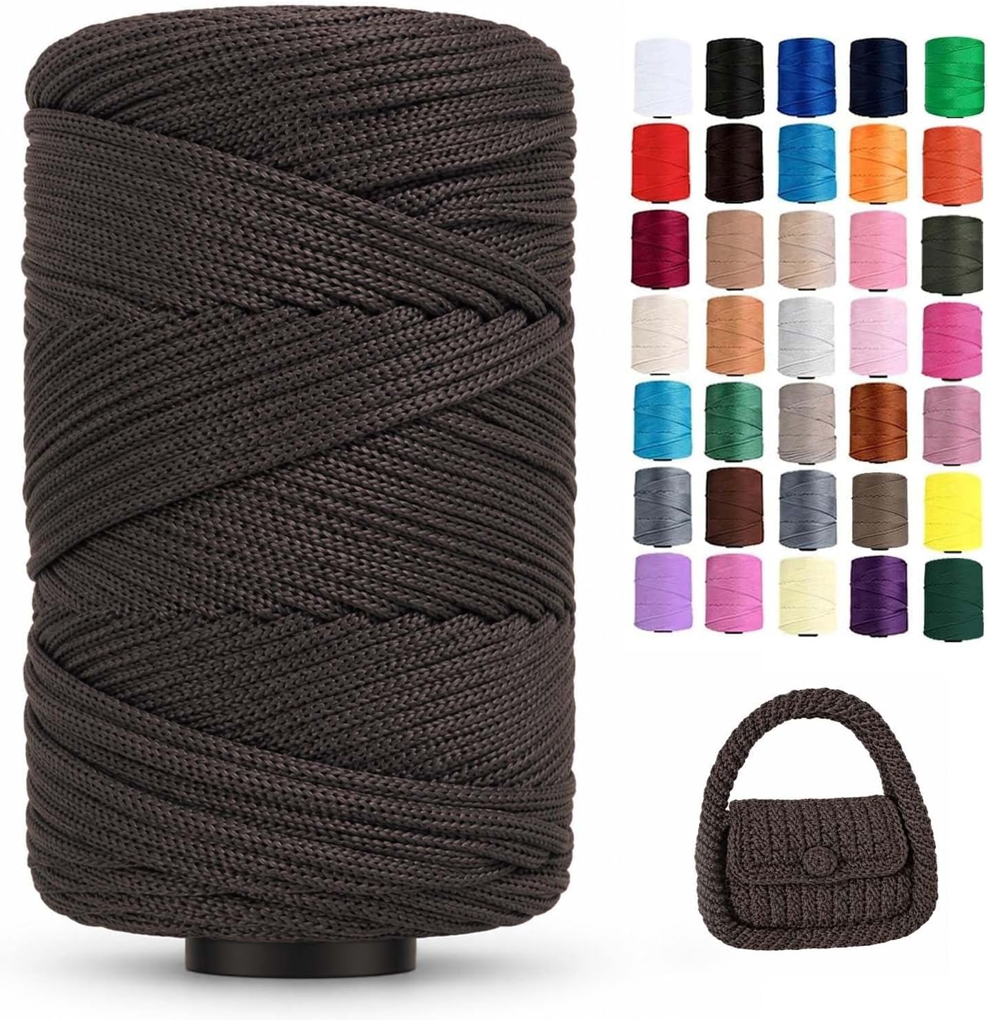 Premium Polyester Makramee Garn 3mm x 200m, Polypropylen Kordel, Macrame Schnur, HäKeln für Taschen & Wohndekoration, DIY Blumenampel Deko