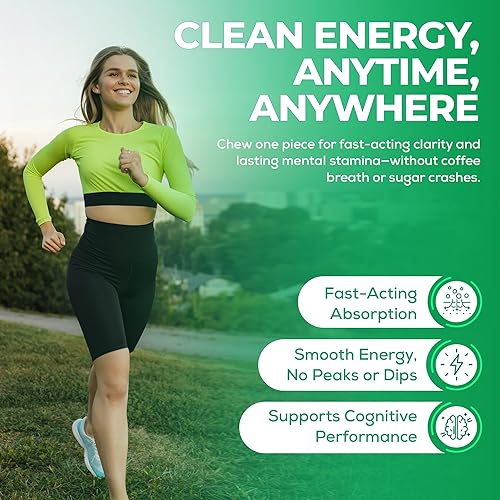 Miniatura 4 de UPLIFE Focus and Energy Mints - 120 unidades  Hecho en Estados Unidos  Goma de cafeína de acción rápida de 40 mg con 80 mg de L-teanina y B12  Sin