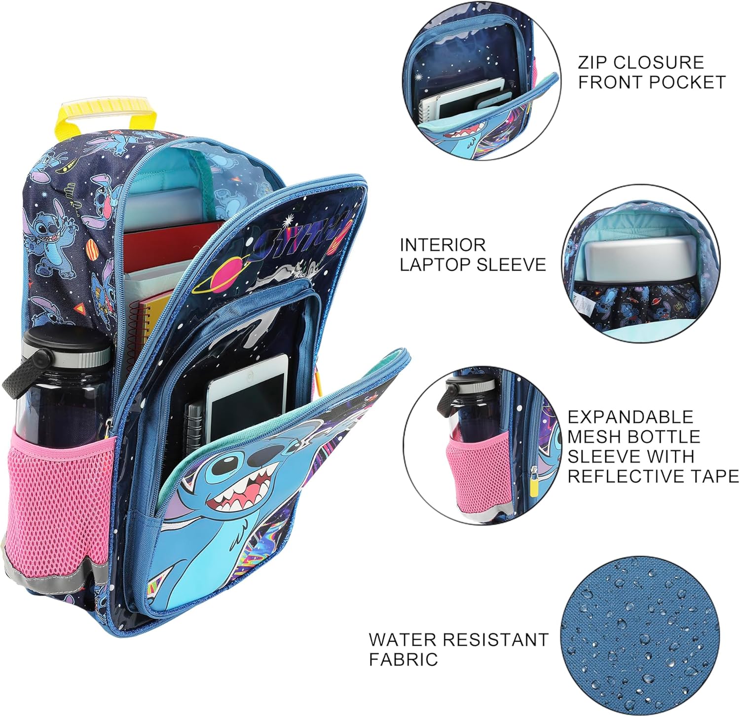 Disney's Stitch Space Character 16" Kid's Backpack For School And Travel - Image 3