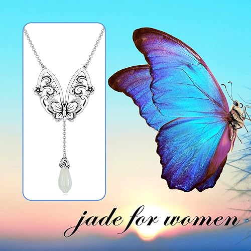 Miniatura 2 de Animal Flower Necklace for Women Mom Sterling Silver Enamel Jade Necklace Birthday Valentine's Day Mother's Day Gifts