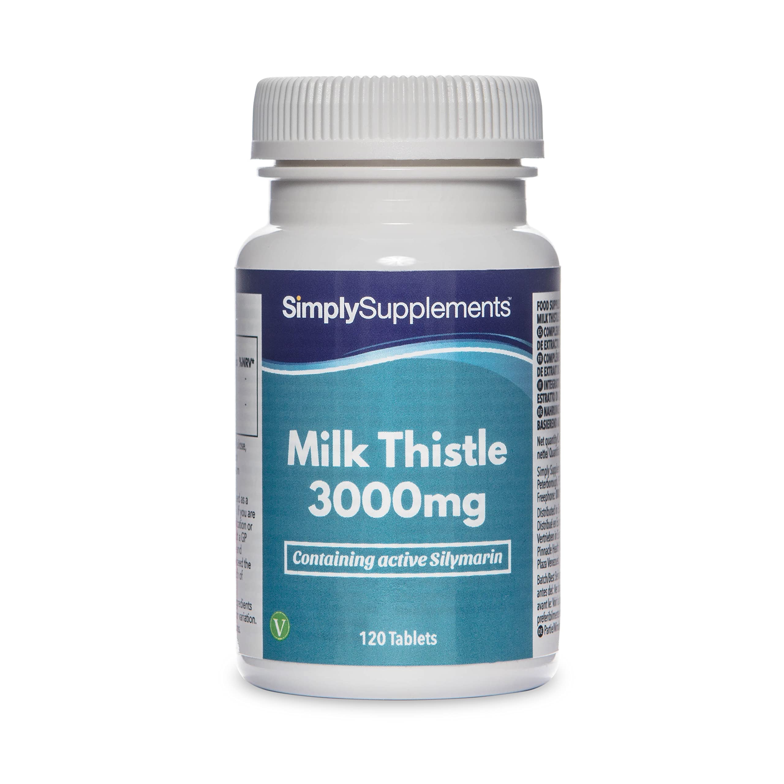 Cardo Mariano 3000mg - Con Silimarina - 120 compresse - Adatto ai vegani - 4 mesi di trattamento - SimplySupplements