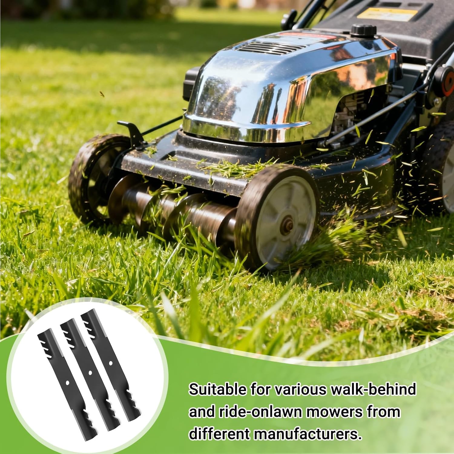 Lounsweer 3 Pack Mower Blades Set Commercial Mulching Blades Fit for 36" 52" 54" Deck Lawn Mowers