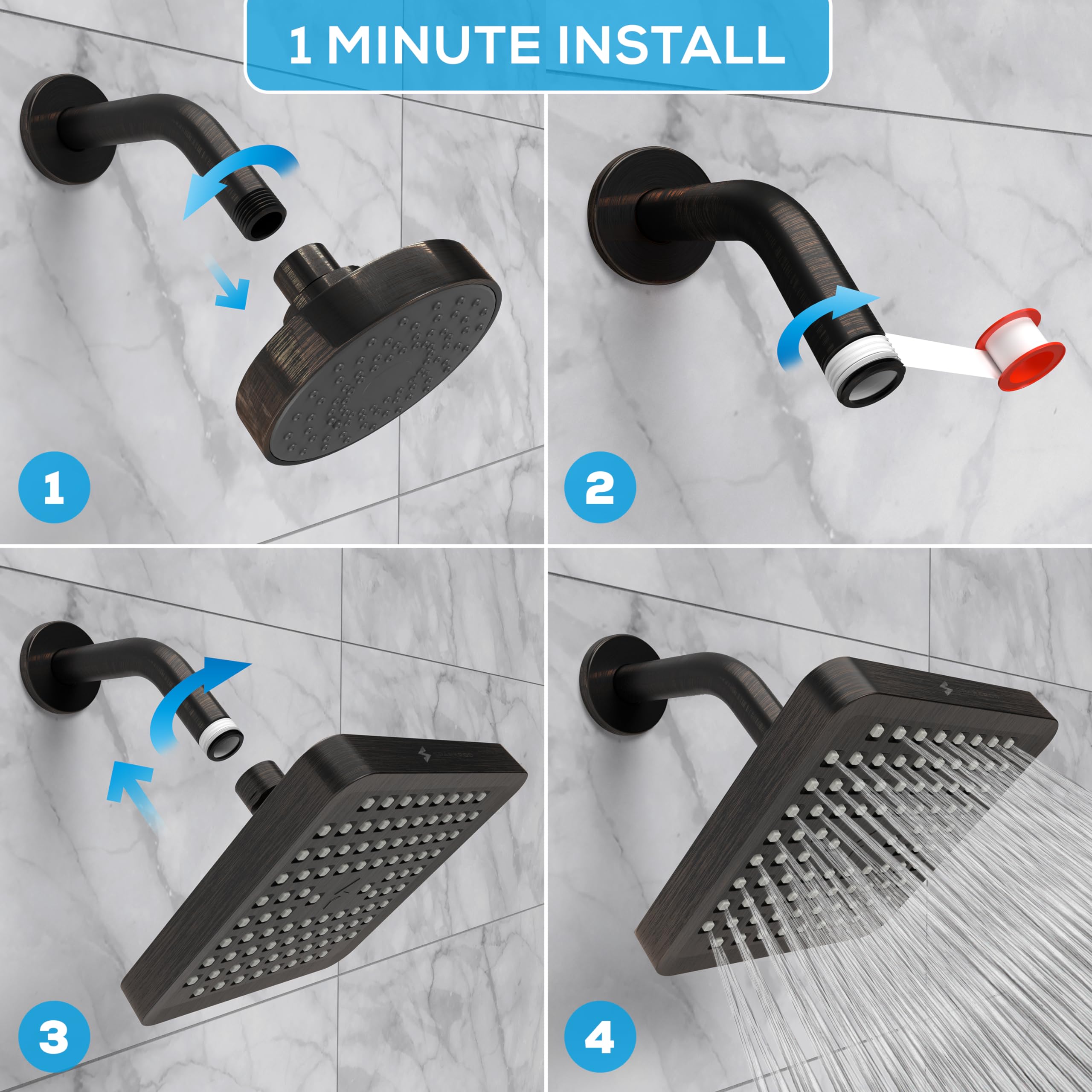 SparkPod Fixed Shower Head, High Pressure Rain, Luxury Modern Look - Image 3