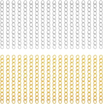200Pcs Chain Extender for Jewelry Making, Silver and Gold Extension Tails for Necklaces, Bracelets, Anklets, Key Chains - Removable