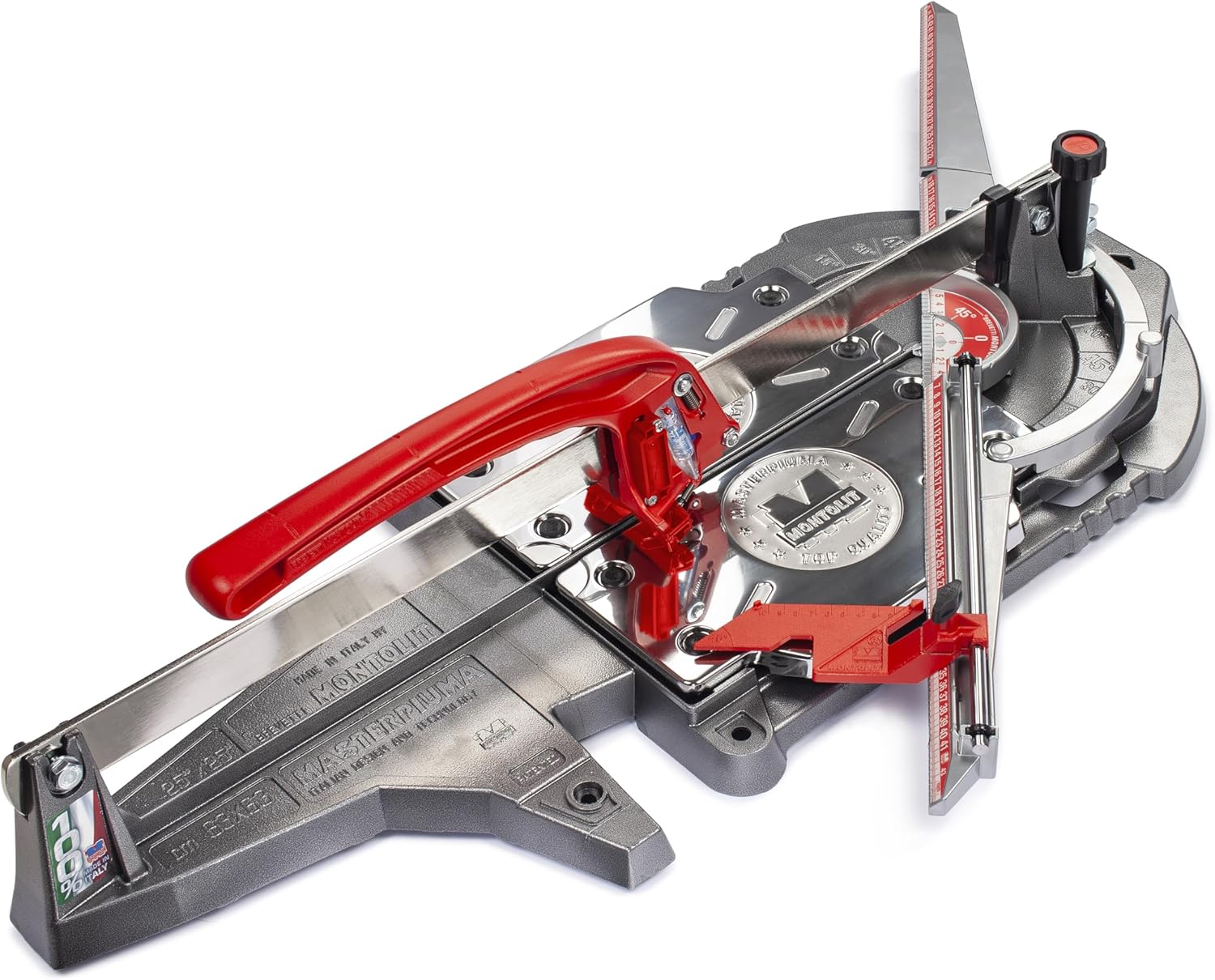 Montolit Masterpiuma 63P5 Power 5 Ergonomic Manual Tile Cutter 24.5" (63cm) Cutting Tool For Tough and Delicate Large Format Glass and Ceramic Tiles for Floor and Wall Tile Installation
