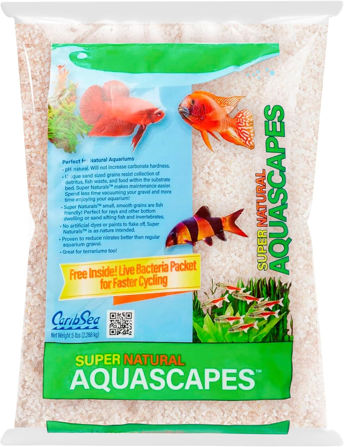 Carib Sea Super Naturals Aquarium Sand Moonlight – 50 lb – Smooth Fish-Friendly Substrate – Natural Look – No Paints or Dyes – Ideal for Freshwater Aquariums