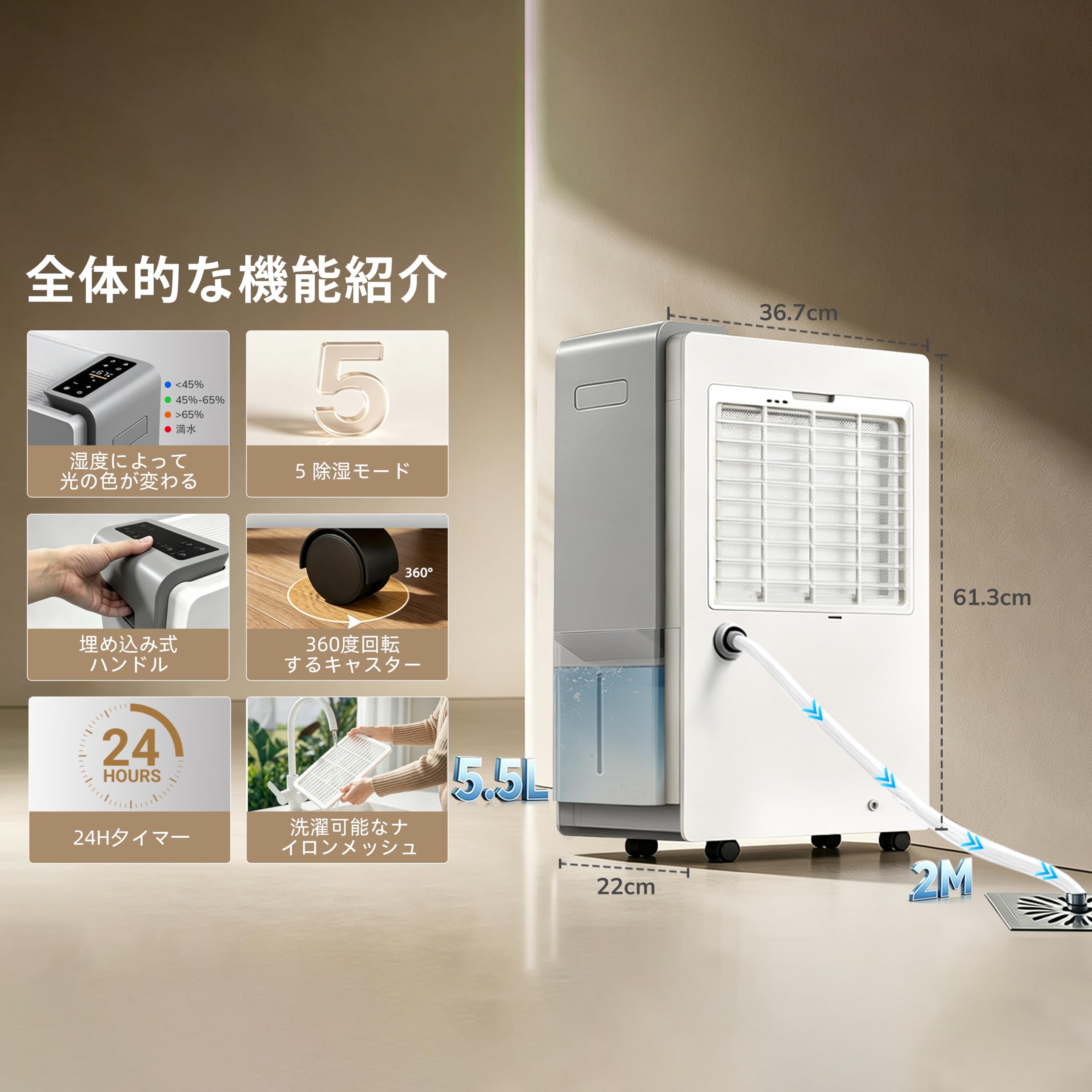 連休特価！【新品未開封】AEOCKY 除湿機 RHEA-001 5.5L大容量 Amazon.co.jp: AEOCKY【強力除湿機 40L/日 5.5L大容量】鉄筋100畳 木造