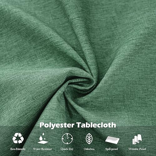 Miniatura 3 de Qidordour Mantel Redondo, 48 pulgadas de Diámetro, Mantel de Lino Sintético, Resistente al Agua, A Prueba de Derrames, Limpiable, Cubierta de Mesa
