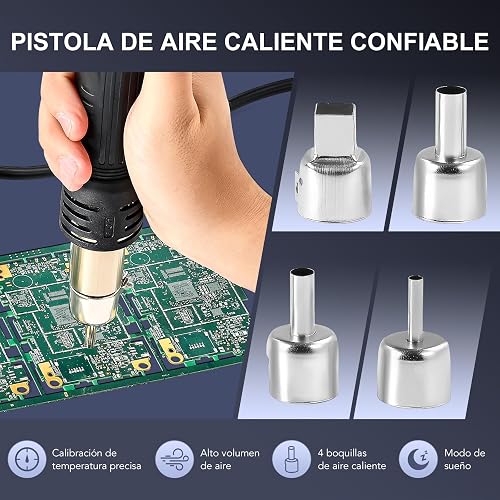 CREWORKS 2 en 1 Station de Soudage 8582D avec Pistolet à Air Chaud 750W Fer à Souder 75W 200-480℃ Affichage LED Numérique - 4