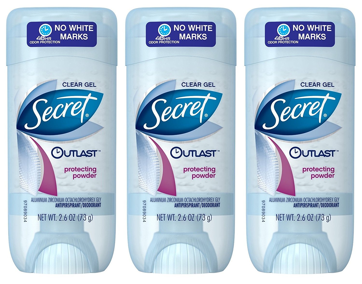 SecretOutlast Xtend Protecting Powder 2.6 OZ, Clear Gel Deodorant (Pack of 3)
