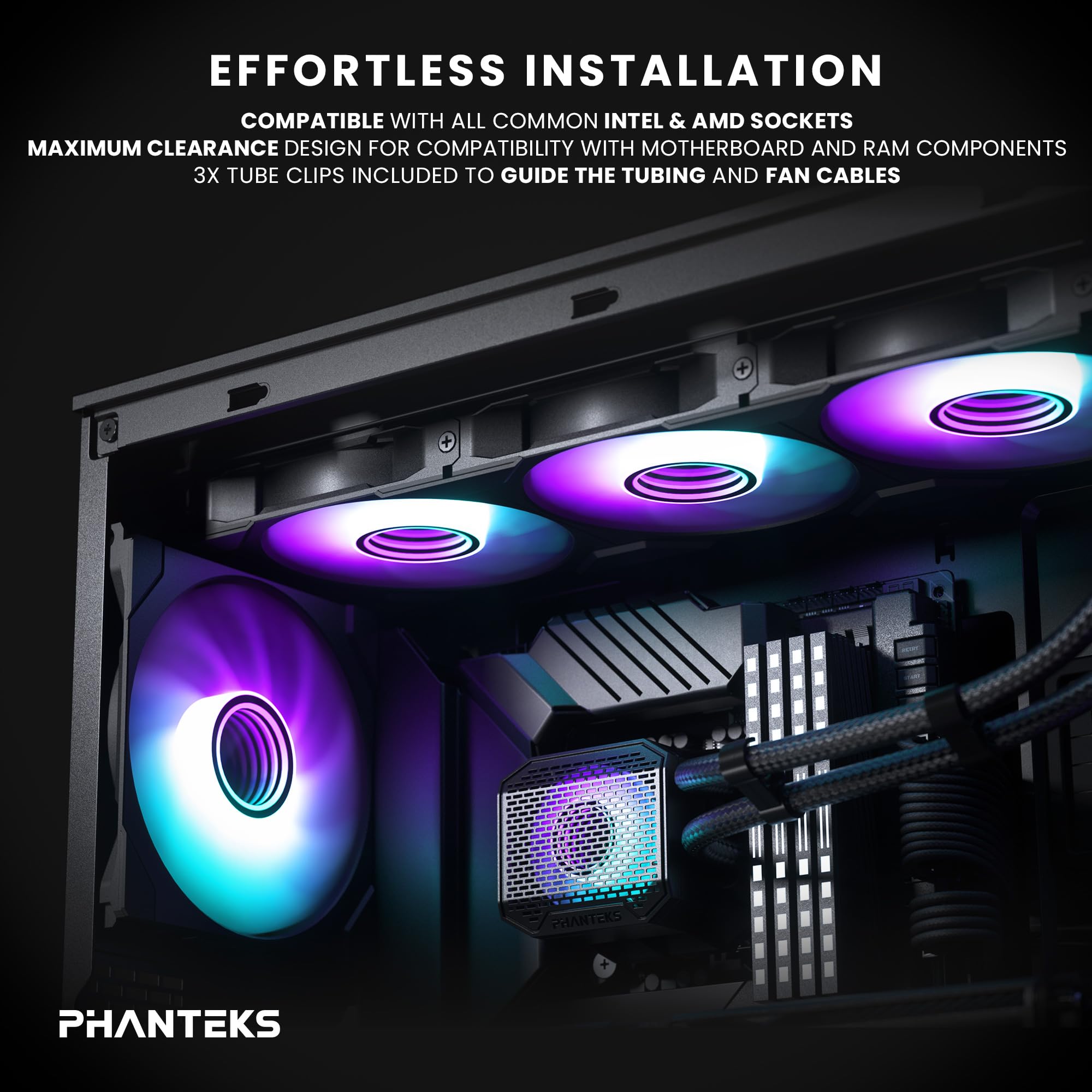 Phanteks Glacier One 360M25 G2 AIO Dissipatore a Liquido CPU, Cover Pompa ARGB, 3 Ventole 120mm M25 G2 PWM ARGB ad Alte Prestazioni, Socket Intel LGA 1700, 1851, 1200, 115x ed AMD AM4/AM5, Nero