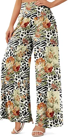 JZC Women's Palazzo Lounge Pants Casual Wide Leg Pants High Waist Flowy Toursers with Pockets