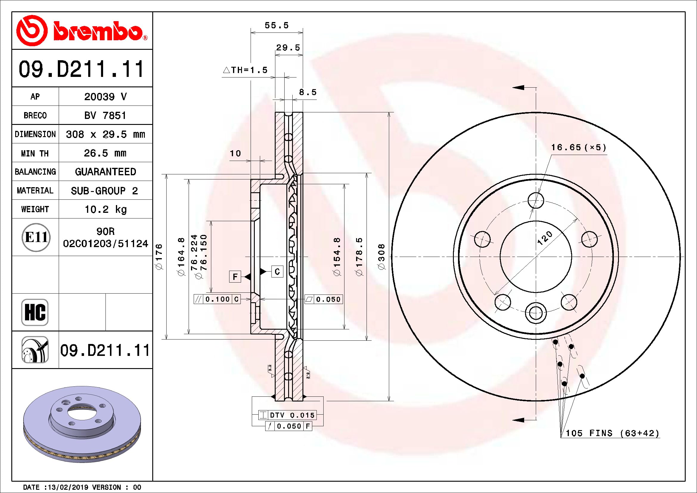 Brembo Bremsscheiben 09.D211.11