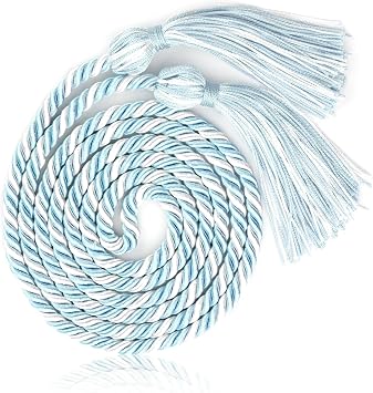 Graduation Honor Cords, Sky Blue and White Graduation Cord, 67" Long Braided Honor Cord for Graduations 2026 Decorations Bachelor Gown for Student Master Doctoral