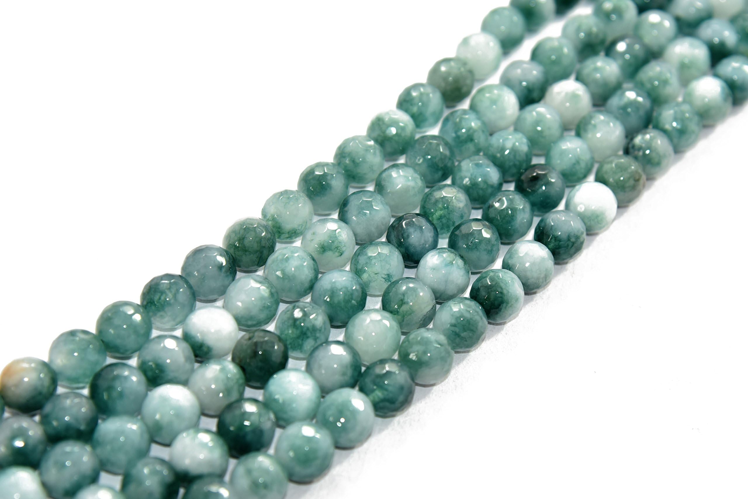The Design Cart 10 mm Mixed White Green Jade Quartz Semi Precious Stones for Jewellery Making, Beading & Craft Supplies