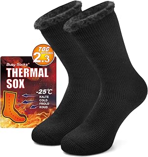 BusySocks Extra Thick Thermal Socks for Men Women - Insulated Warm Crew Boot Socks for Extreme Cold Weather Hiking Work