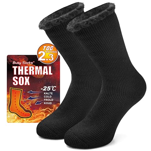 Busy Socks Winter Warm Thermal Socks for Men Women Extra Thick Insulated Heated Crew Boot Socks for Extreme
