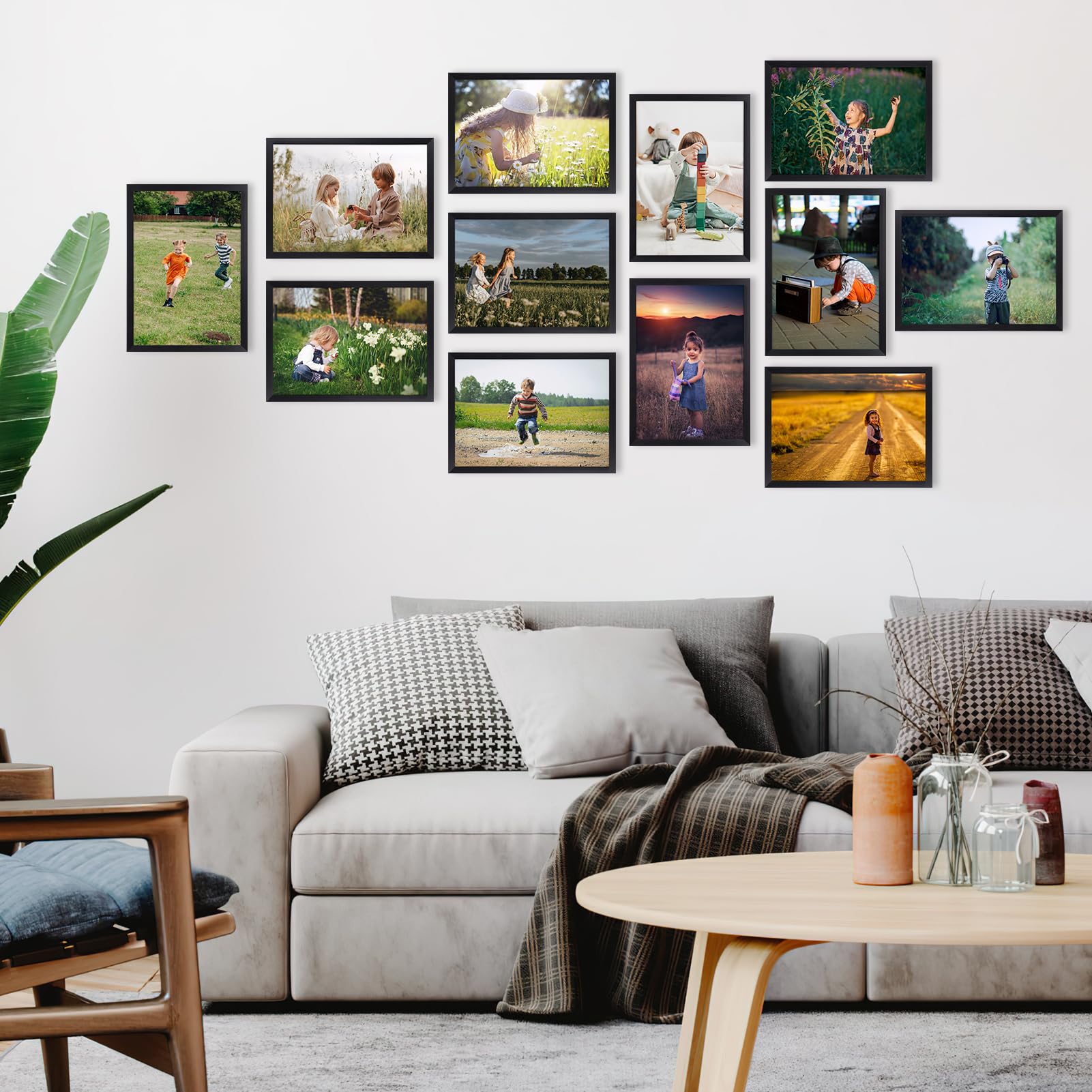 EYMPEU Bilderrahmen A4(21 x 29,7 cm) 18er-Set, für Wand und Tisch, geeignet für den Einsatz in Büros und Wohnungen, Schwarz