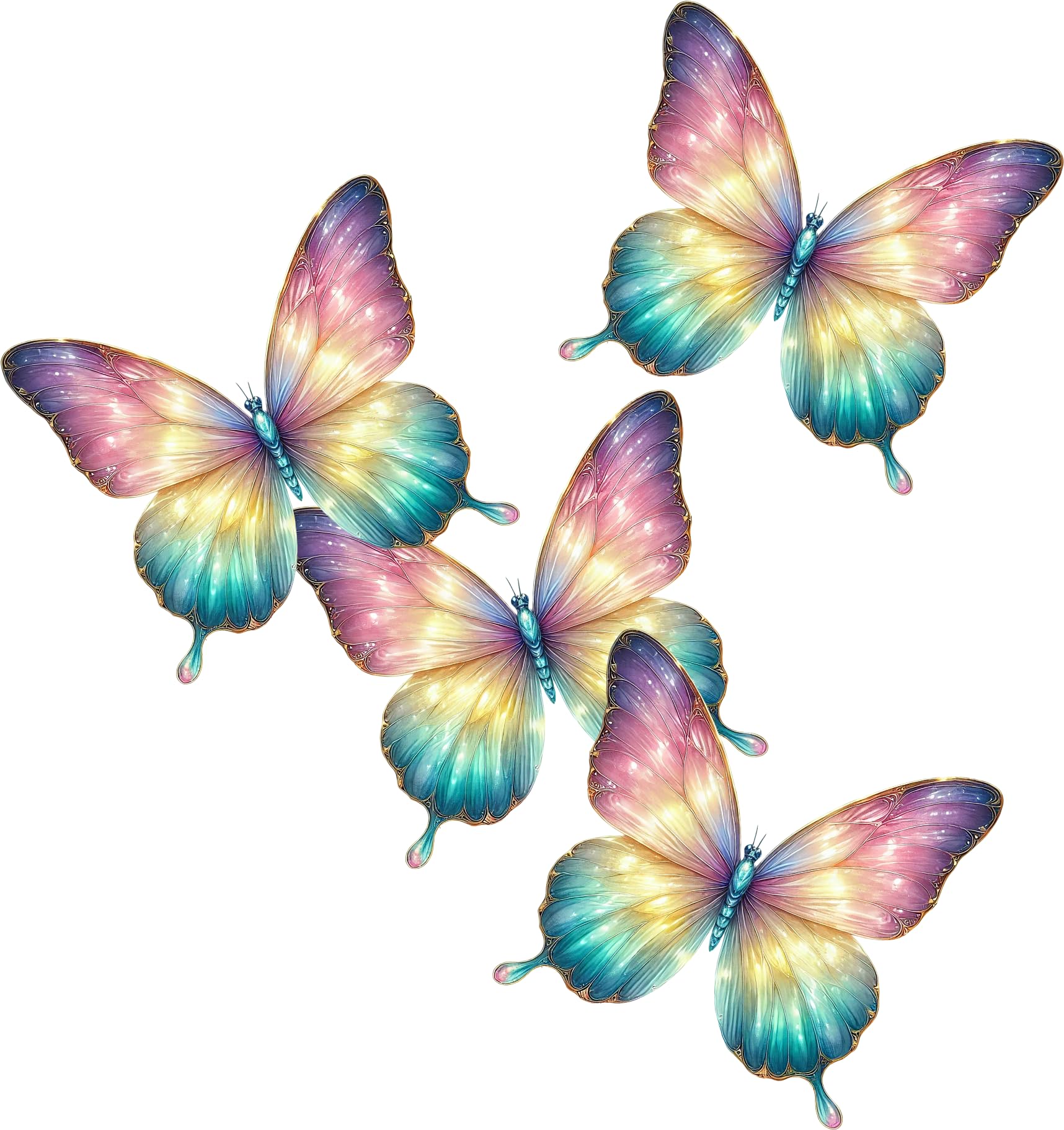 Rainbow Butterfly Vinyl Decal Sticker, Cover Marks, Pretty Decor, x12, 7cm