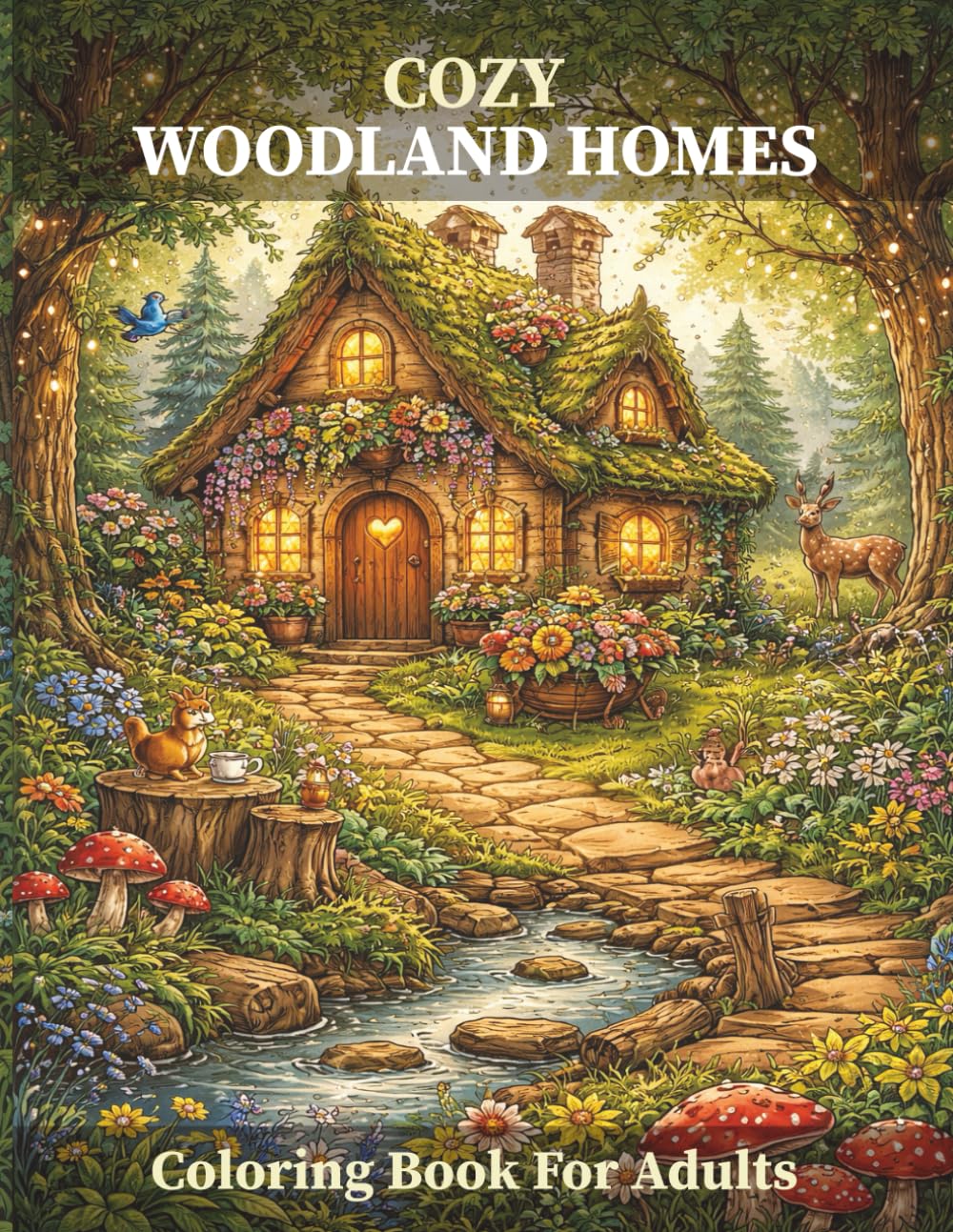 Cozy Woodland Homes Coloring Book for Adults: Relaxing Forest Cottages, Enchanted Treehouses & Peaceful Nature Scenes for Stress Relief and Mindfulness