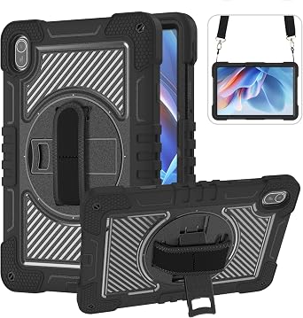 Compatible with Huawei MatePad SE 11 inch Released 2024 Case with Kickstand, Heavy Duty Rugged Case Shockproof Protective Case with Hand Strap/Shoulder Strap Shell Tablet Case Black