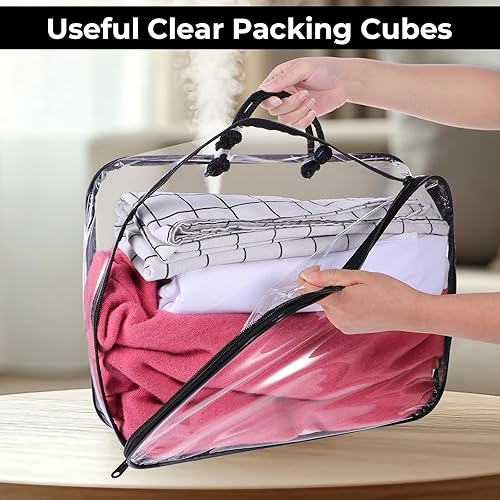 Miniatura 4 de 6 cubos grandes de embalaje de viaje transparentes, organizador de PVC transparente, bolsas de almacenamiento de vinilo con cremallera, bolsa