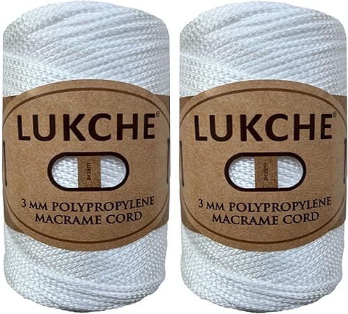 Lukche Cuerda de macramé de poliéster de alta calidad de 0.118 in (147 yardas), cuerda de macramé 100% polipropileno de alta calidad, bolsa de