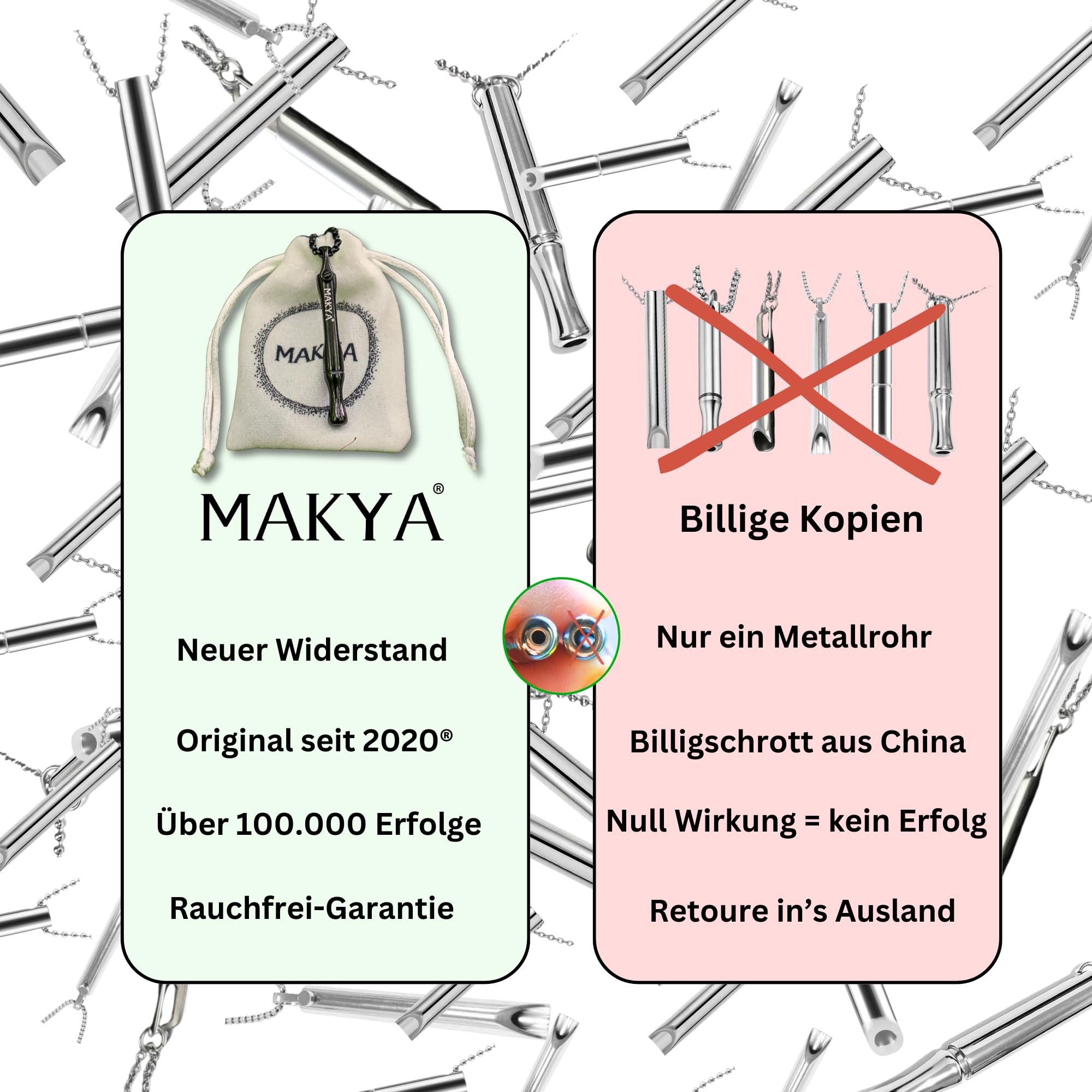 Makya Original V3 Schwarz Rauchentwöhnung Hilfsmittel I Nicht Kompatibel mit Makya Taste Geschmacksfilter I Atemstick & Atemkette zum Rauchen Aufhören I Nichtraucher mit Widerstand I Rauchstopp