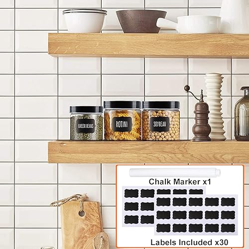 Miniatura 3 de Vivimee Paquete de 24 tarros de plástico con tapas de 16 onzas (paquete de 12) y 8 onzas (paquete de 12), tarros de plástico transparente para