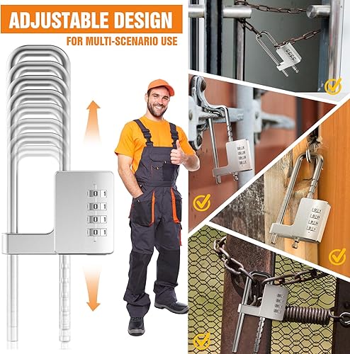 Miniatura 5 de Cerradura de gabinete con combinación, código de bloqueo de casillero de gimnasio, cierres ajustables en forma de U para gabinete, candado de
