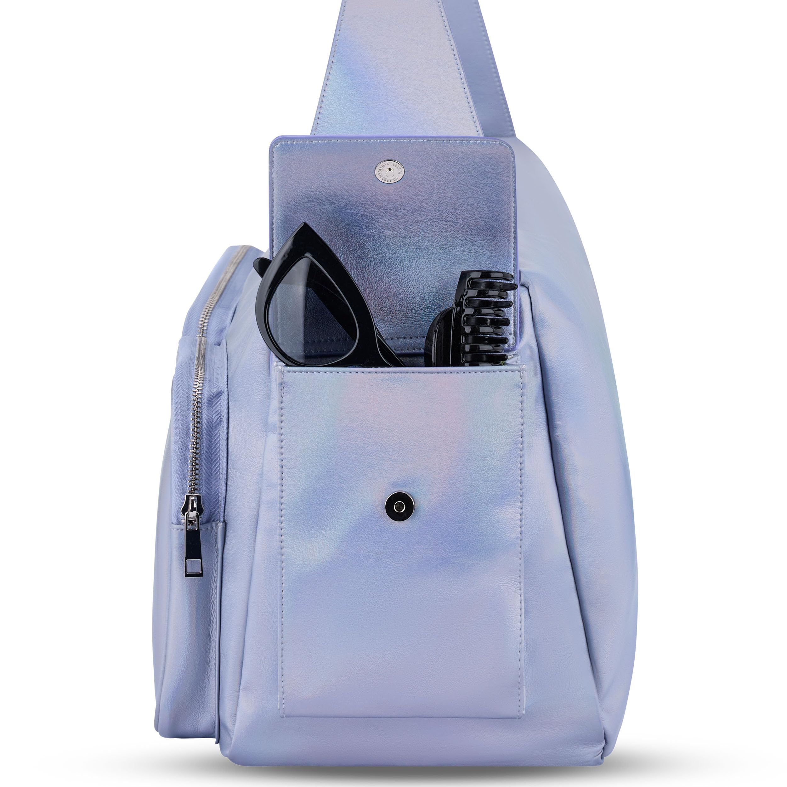 Expatrié Bolsa de Viaje Mujer Púrpura Arco Iris - Nova - Bolso de Deporte con Muchos Compartimentos - Weekender Equipaje de Mano - Bandolera Grande para Bebé, Gym, Avión y Hospital