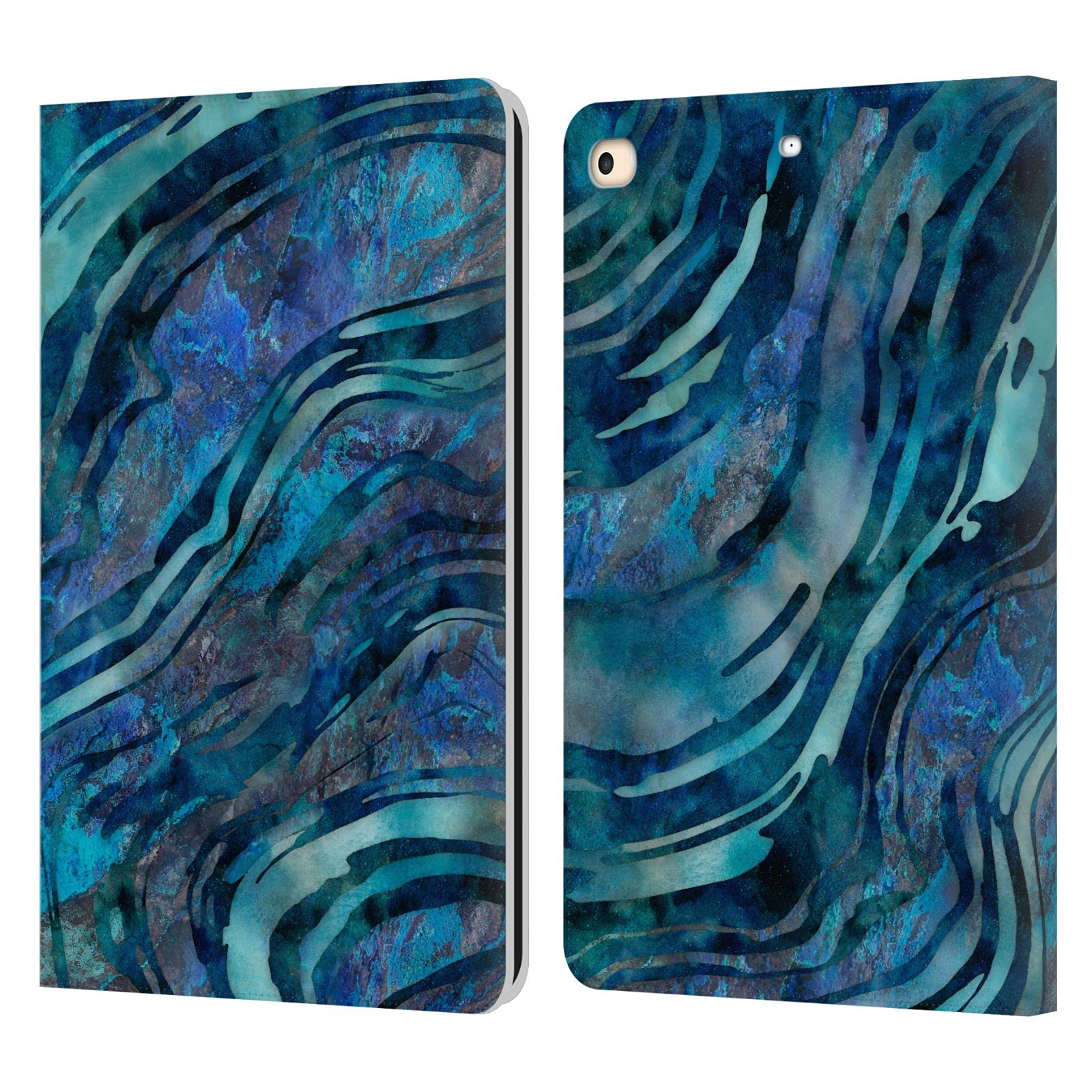 Protection iPad 9.7 étui cuir bleu marbre géométrique pour tablette - 7