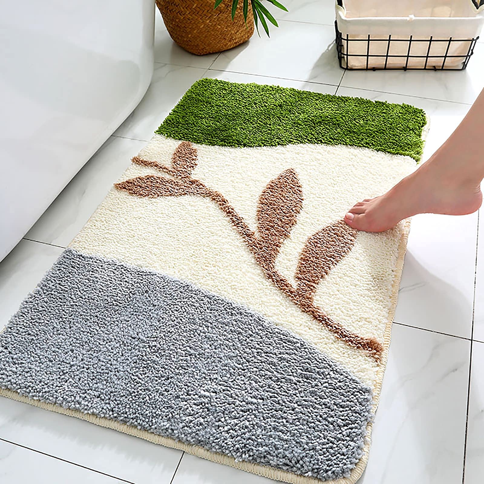 Alfombra de área, Alfombra Bohemia, Alfombra de Piso de baño, Suave y cómoda Alfombra de Almohadilla de pie Absorbente Doble Antideslizante, Engrosamiento