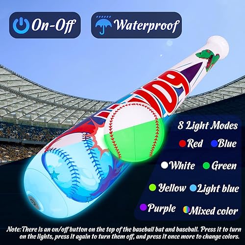 Miniatura 3 de Juguetes de piscina, juegos de playa para niños, béisbol inflable con luz LED que brilla en la oscuridad, fiesta de murciélagos al aire libre, niños
