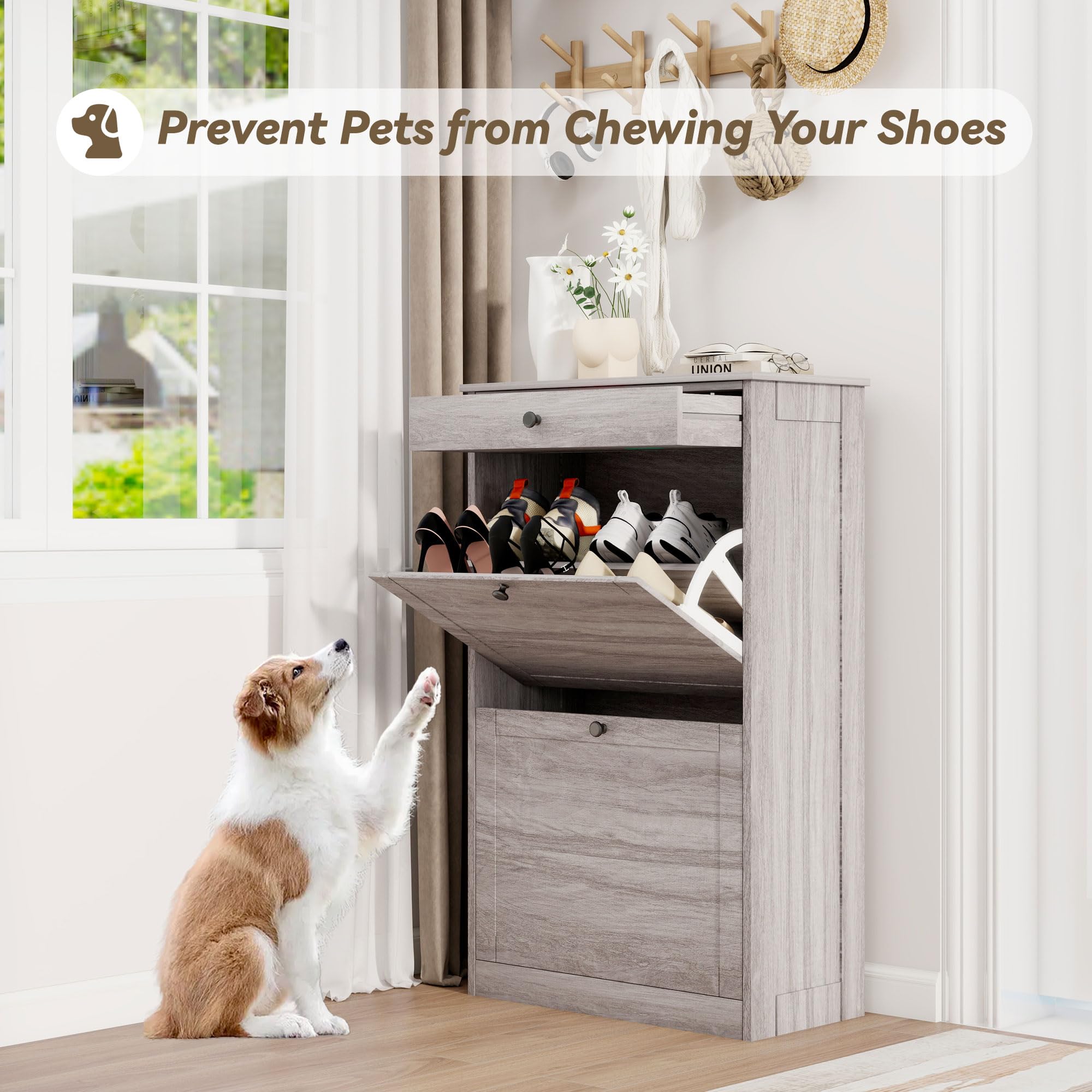 2つセット Sneaker storage Amazon.com: FTZxHKLX Shoe Rack Cabinet 2 Flip Drawers, Entryway