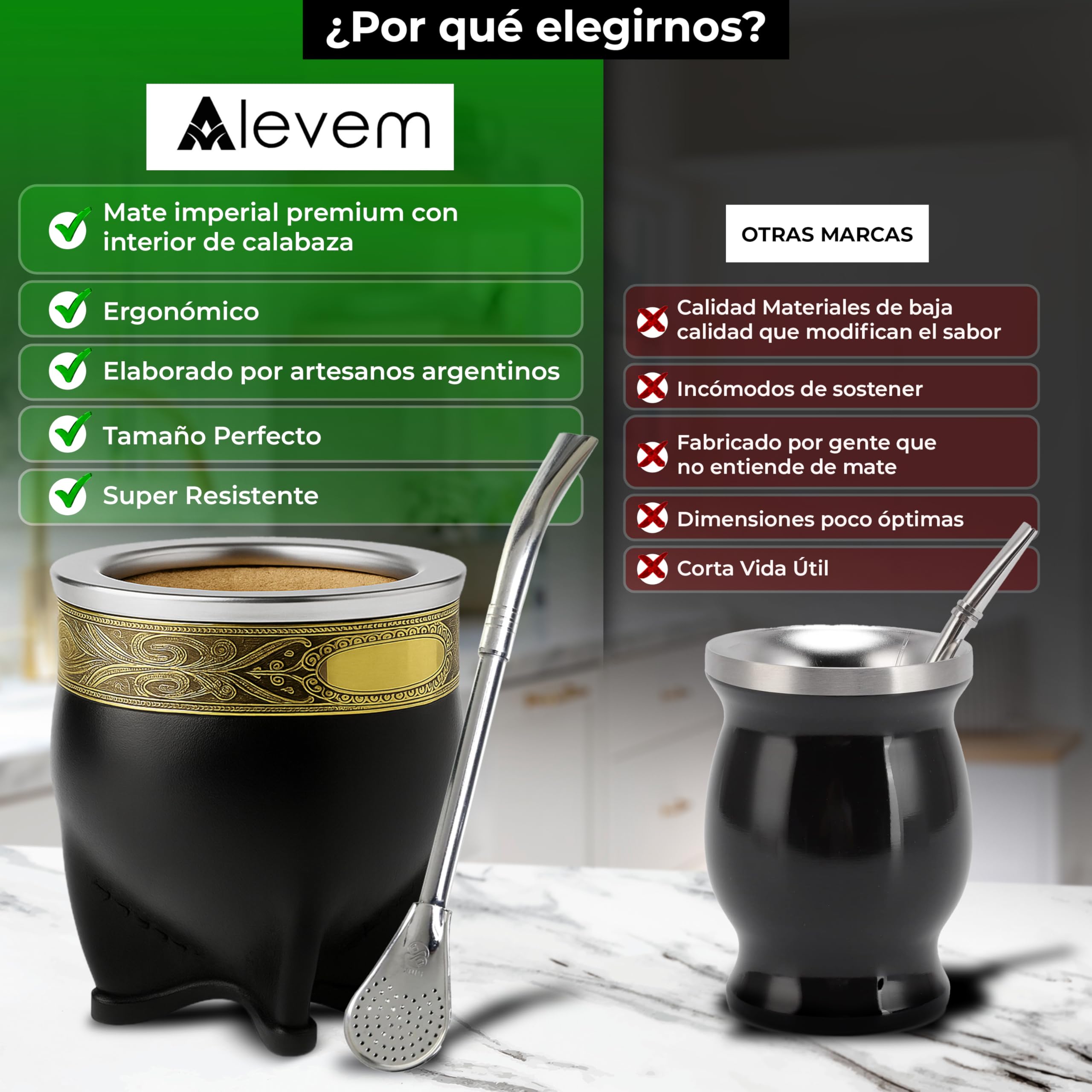 Kit Mate Imperial Premium + Bombilla Mate Pico de Loro | Vaso Calabaza Artesano y Bombilla de Acero Inoxidable Ideal para Regalar o Tomar diariamente | Incluye Guía de Curado
