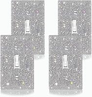 Vista 15 de 4 piezas de diamantes de imitación plateados brillantes para placas de pared, cubierta de interruptor de luz, cubierta de salida de diamantes