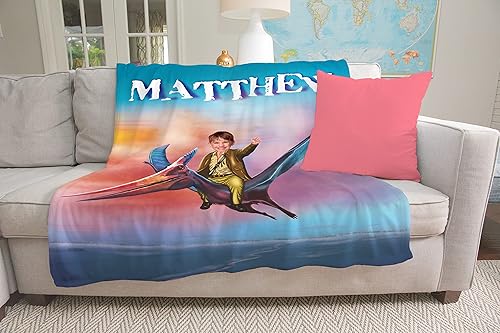 Vista 82 de Manta personalizada de dinosaurio, manta personalizada de dinosaurio para niños, regalo de foto personalizado para él, manta Minky de 50 x 60