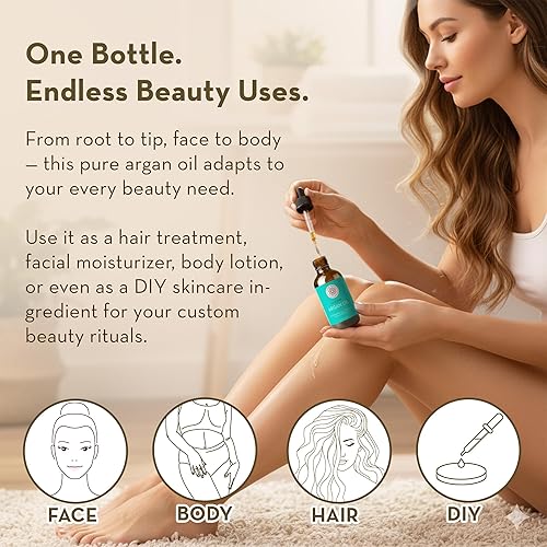 Miniatura 4 de Pure Body Naturals aceite de argan orgánico para la piel, la cara, el cabello y las uñas, 4 fl. oz.