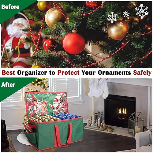 Miniatura 2 de Yescom Bolsa de almacenamiento para coronas de Navidad de 25 pulgadas, protege coronas artificiales, doble cremallera, asas duraderas y ranura para