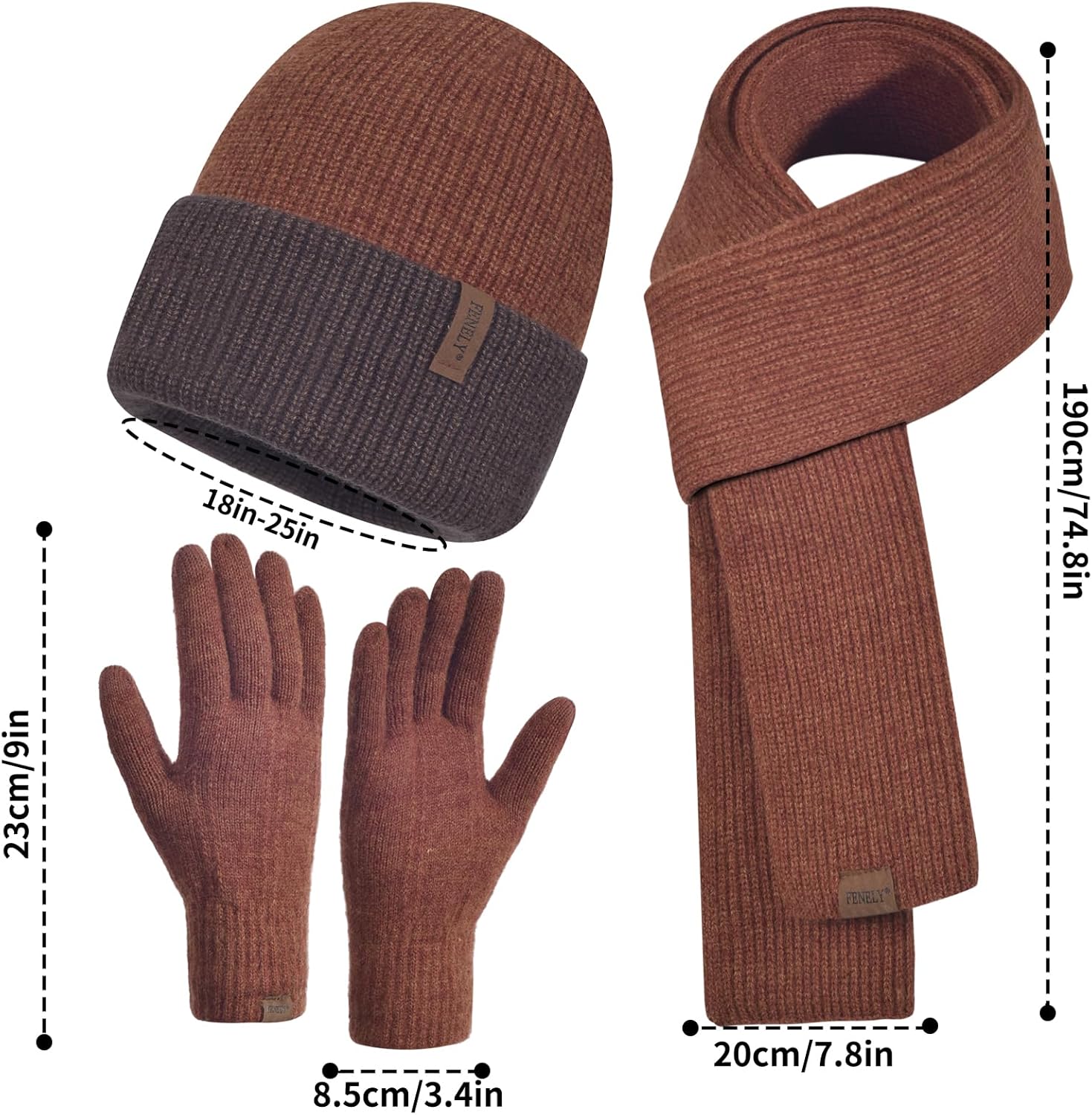 Winter Beanie Hat Scarf Touchscreen Gloves Set for Women Knit Warmer Thick - Image 5