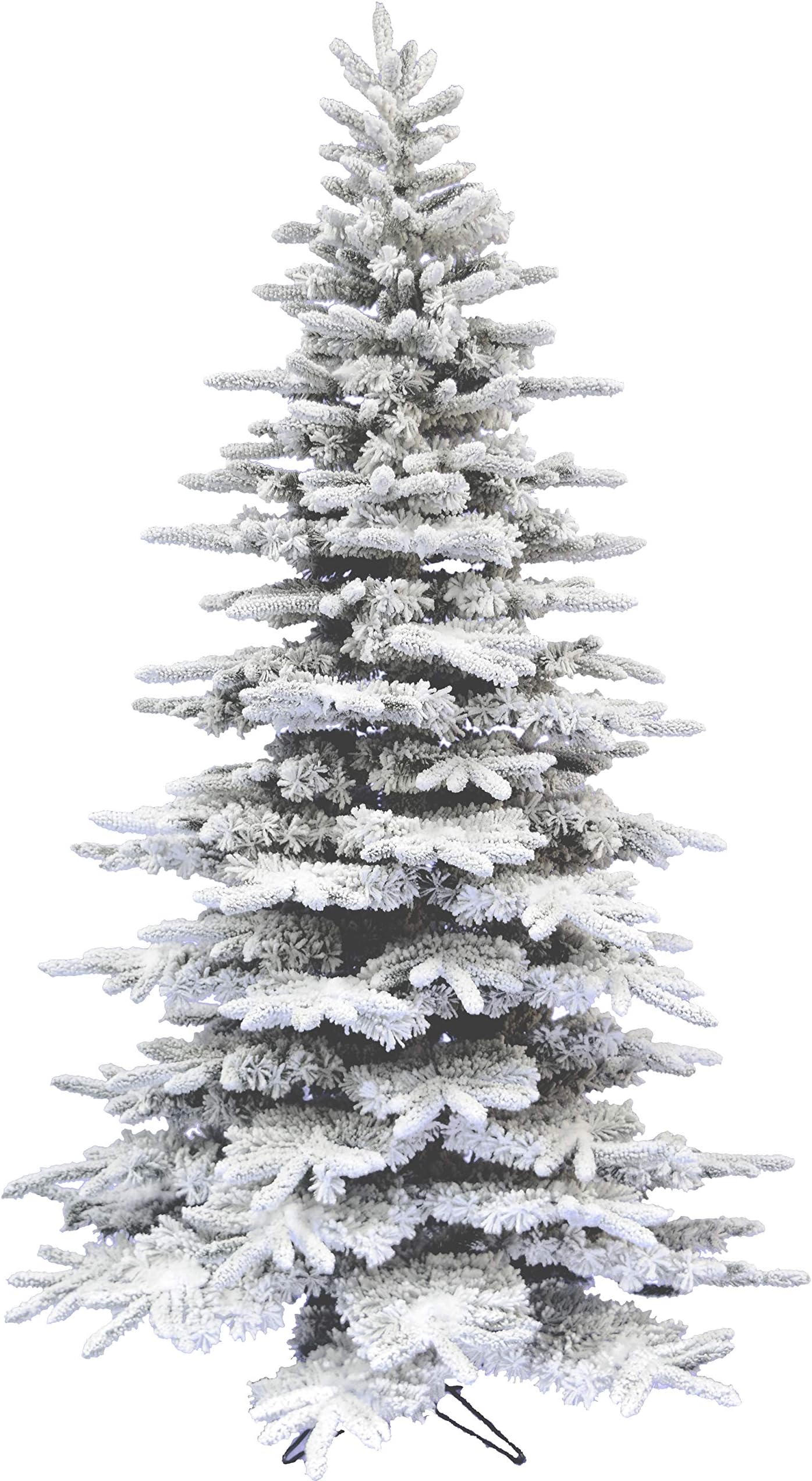 Fraser Hill Farm9-Ft Mountain Pine Snow Flocked Artificial Tall Christmas Tree with Stand & No Lights, Unlit Foldable Christmas Tree with Realistic Foliage for Home Winter Wonderland Decoration