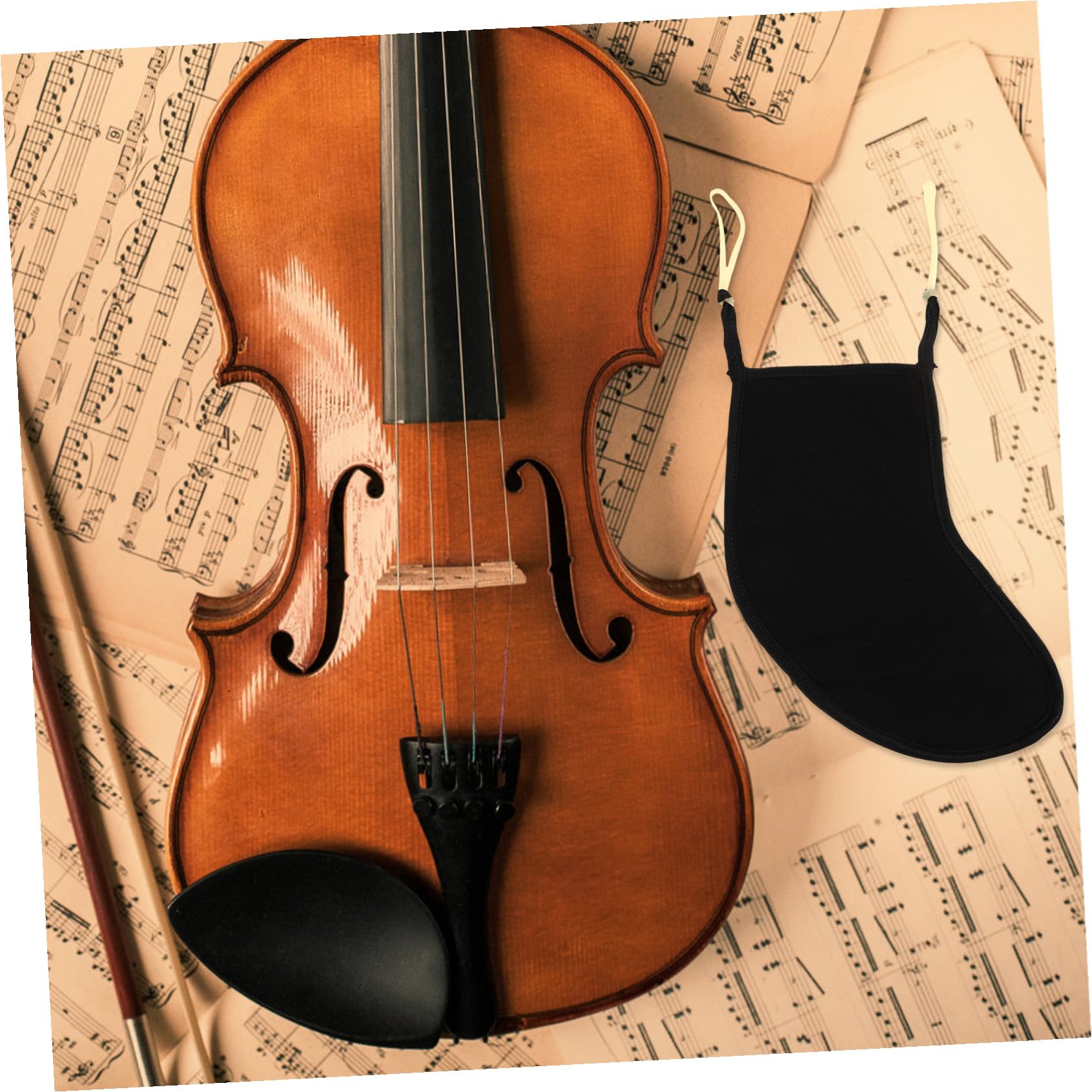 MAGICLULU Almohadilla Cómoda y Transpirable y Varios estilos Soporte Flexible de Tela Negra, Accesorio Ligero para Absorción de Sudor para Mentonera de Violín Adecuado para Uso Diario