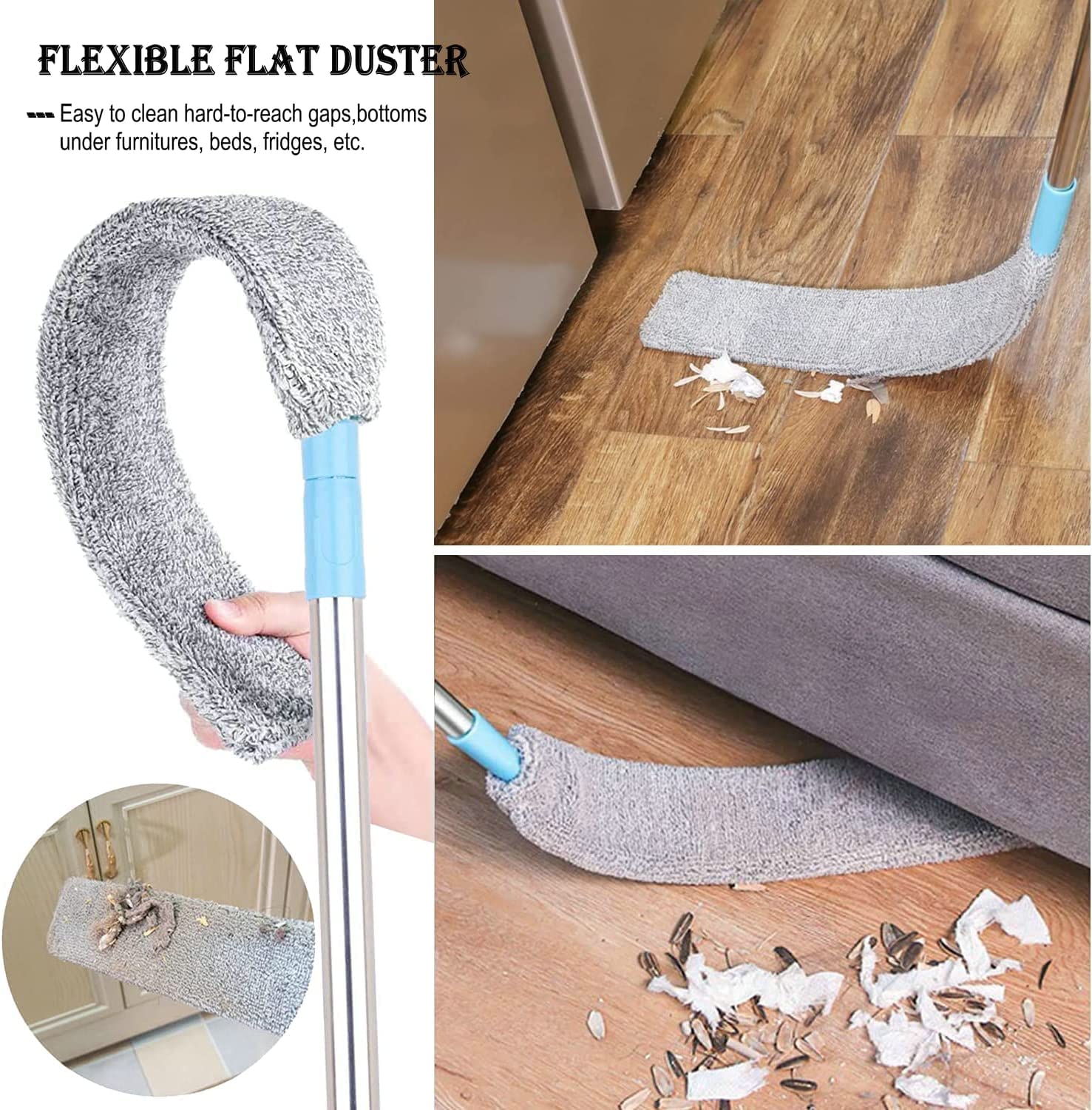 Plumeau Télescopique Extensible - Manche Réglable Jusqu'à 112 Cm, Tête Lavable, Pour Poussière Et Nettoyage Détaillé